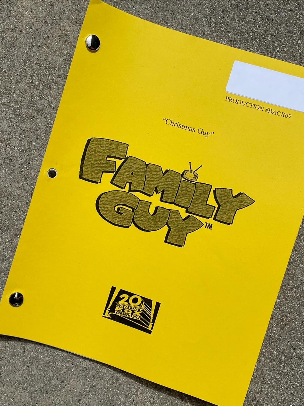 Family Guy 2012 Production Used Table Draft Script Christmas Guy BRIAN’S RETURN!